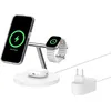 Image de Belkin BoostCharge Station de Recharge 3-en-1 avec Qi2, Chargeur MagSafe Compatible pour Les modèles de l'iPhone 17, iPhone Air, Apple Watch, AirPods, Pixelsnap, Adaptateur Inclus - Blanc