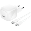 Image de Belkin Chargeur USB-C compact BoostCharge 45W avec câble USB-C vers USB-C - 1 mètre - Blanc