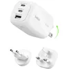 Image de Belkin Chargeur Secteur GaN 3 Ports USB-C 100 W, 2 Ports USB-C et 1 Port USB-A, Fiches électriques UE/R.-U. / É.-U., pour MacBook, iPhone, iPad Pro, Samsung Galaxy, Google Pixel, etc - Blanc