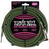 Image de Ernie Ball Câble d’instrument tressé, connecteur droit et coudé, 7,6 m, noir/vert