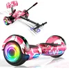 Image de SISIGAD Hoverboard avec Attachement de Siège, 6.5'' Self Balancing Hoverboards Go Kart avec Bluetooth et Lumières LED, Combo Attachement de Siège