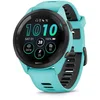 Image de Garmin Forerunner 265 - Montre GPS de Running avec écran AMOLED - Blanche avec Bracelet en Silicone Turquoise/Noir - Boîtier 46 mm