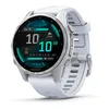 Image de Garmin f nix® 8   Montre GPS Multisports AMOLED - Silver avec Bracelet en Silicone Blanc - Boîtier 43 mm