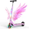 Image de SISIGAD Trottinette Electrique Enfant 6-8-10 Ans Electric Scooter Enfant 5.3 Pouces avec Lumière LED Colorée & 3 Hauteurs Ajustables, Scooter Électrique Enfant Charge Max 70 Kg, Vitesse Max 10 Km/h