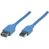 Image de Manhattan Câble USB USB 3.2 Gen1 (USB 3.0) USB-A mâle, USB-A Femelle 2.00 m Bleu Contacts dorés, certifié UL 322379-CG