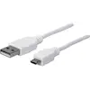 Image de Manhattan Câble USB USB 2.0 USB-A mâle, USB-Micro-B mâle 1.80 m blanc certifié UL 324069