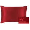 Image de slip The Original Queen Taie d'oreiller en pure soie   100 % pure soie de mûrier 22 mommes   Taie d'oreiller standard anti-âge, anti-tête de lit, anti-sommeil, anti-sommeil, écarlate (50,8 x 76,2 cm)