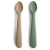 Image de Mushie Silicone Feeding Spoons petite cuillère Dried Thyme/Natural 2 pcs