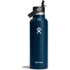 Image de HYDRO FLASK   Gourde Isotherme 621 ml (21 oz) avec Bouchon Antifuite et Paille Intégrée - Bouteille Inox à Isolation sous vide - Ouverture Standard   Indigo