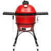 Image de KamadoJoe Classique Joe I 18-inch Gril au Charbon de Bois en Rouge avec Panier, Étagères latérales, Griffe à Gril, et Ash Tool