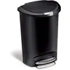 Image de simplehuman CW1355 poubelle demi-lune à pédale, poubelle de cuisine, plastique noir, 50 litres