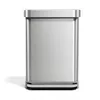Image de simplehuman CW2023 poubelle rectangulaire à pédale, avec réserve à sacs, poubelle de cuisine, acier inoxydable brossé, 55 litres, Argent