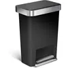 Image de simplehuman CW1385CB poubelle rectangulaire à pédale, avec réserve à sacs, poubelle de cuisine, plastique noir, 45 litres