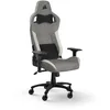 Image de Corsair T3 RUSH Fabric (2023) Fauteuil Gaming   Inspiré des Sports Automobiles   Revêtement en Tissu Doux   Coussin Détachable pour La Nuque et Support Lombaire à Mémoire de Forme   Gris et Blanc