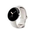 Image de Google Pixel Watch - Montre Intelligente Android avec Tracker d'activité et de fréquence Cardiaque - Boîtier en Acier Inoxydable argenté Poli avec Bracelet de Sport Blanc (Chalk), LTE