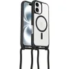 Image de Otterbox Coque React Series Necklace MagSafe pour iPhone 16, Coque de Protection Ultra Fine avec Collier réglable et Amovible, testé Selon Les Normes Militaires, Transparent/Noir