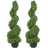 Image de VEVOR Buis Topiaire Artificiel 91 cm Buis Artificiel Extérieur en Spirale 2 Fausses Plantes en PE 10 Feuilles Remplaçables avec Pot sans Odeur pour Décoration Intérieur Jardin Terrasse Balcon Entrée