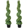 Image de VEVOR Buis Topiaire Artificiel 122 cm Buis Artificiel Extérieur en Spirale 2 Fausses Plantes en PE 10 Feuilles Remplaçables avec Pot sans Odeur pour Décoration Intérieur Jardin Terrasse Balcon Entrée