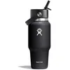 Image de Hydro Flask   Wide Flex Straw Travel Bottle 710ml (24 oz)   Étanche, isolée, compatible porte-gobelet   Garde les boissons froides 24 h   Bouchon à paille flexible   Black