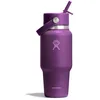 Image de Hydro Flask   Wide Flex Straw Travel Bottle 710ml (24 oz)   Étanche, isolée, compatible porte-gobelet   Garde les boissons froides 24 h   Bouchon à paille flexible   Beachplum Purple