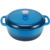 Image de Amazon Basics Cocotte Ronde en Fonte Emaillee avec Couvercle, 6,9 L, Bleu
