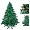 Image de himaly Sapin de Noël Artificiel Pin avec 362 Tronc Vert en Matière PVC, 88 Tronc Vert en Matière PE, 150cm, 39 Pommes de Pin et 39 Fruits Rouges, Décoration de Maison Hôtel Boutique