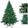 Image de himaly Sapin de Noel Artificiel 210cm, 900 Branches, 60 Pommes de Pin Vraies, 60 Fruits Rouges, et Support en Métal Robuste, Matériau en PVC, Décoration Noël