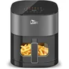 Image de Uten TurboBlaze Air Fryer 5,5 L avec Fenêtre Visuelle, Écran Couleur, 14 Programmes, Démarrage Différé, Filtre à Huile, 2 Résistance Contrôle Indépendant, Pas Retournement Aliments, Economie Energie