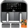 Image de Uten Dual Air Fryer, 8 L Friteuse Sans Huile Avec 2 Tapis en Silicone, 114 Recettes, 8 en 1 avec SYNC FINISH, Ecran Numérique, Rappel de Secousse, Lavable au Lave-vaisselle TXG-AFT08003