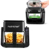 Image de NutriChef Friteuse à Air avec Gril 1500W   Air Fryer à Bol en Verre Transparent 4L et Gril 1,2L, Double Niveau, 8 Programmes, Friteuse Sans Huile Frites, Ailes, Steaks, Noir