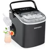 Image de EUHOMY Machine à Glaçons, Petite Machine a Glacons, 9 Glaçons En 6 Minutes, Auto-Nettoyante Machine Glacon, Avec Poignée de Transport Et Panier à Glace, 12 Kg/Jour Machine a Glacon, Ice Maker Noir