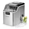 Image de EUHOMY Machine à glaçons en acier inoxydable, 24 glaçons en 13 minutes, 24 kg/24 h, machine à glaçons gastro, auto-nettoyante, 3,2 l, avec pelle à glace et panier pour la maison, la cuisine, le