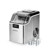 Image de EUHOMY Machine à glaçons en acier inoxydable, 24 glaçons en 13 minutes, 24 kg/24 h, avec cuillère et panier - 3,2 L