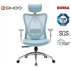 Image de SIHOO M18 Chaise de bureau pivotante ergonomique avec appui-tête et lombaire réglables - Bleu clair