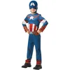 Image de RUBIE'S Avengers Officiel - Déguisement Classique Captain America Enfant - Taille S - 3-4 ans - 90 à 104 cm - Costume Combinaison Bleue et Rouge et Cagoule - Pour,
