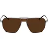 Image de KARL LAGERFELD Men's Sunglasses KL350S - Matte Silver with Solid Khaki Lens