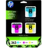 Image de HP 363 Pack de 3 Cartouches d'Encre Cyan, Magenta et Jaune Authentiques (CB333EE)