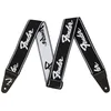 Image de Fender WeightLess Sangle de guitare avec logo de course Noir/blanc 5,1 cm