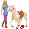 Image de Barbie et Son Cheval, poupée Blonde en Tenue d'équitation avec Genoux articulés, Jouet pour Enfant, FXH13