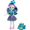 Image de Enchantimals FXM74 Mini-poupée Patter Paon et Figurine Animale Flap, aux Longs Cheveux Violets, avec Jupe Amovible et Bandeau, Jouet pour Enfant, Multicolore
