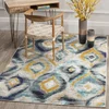 Image de SAFAVIEH Tapis Boho Pour Salon, Salle à manger, Chambre à coucher - Monaco Collection, Tapis à poil court, Bleu et Multi, 155 X 231 cm