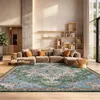 Image de Safavieh Tapis Boho pour Salon, Salle à Manger, Chambre à Coucher - Monaco Collection, Tapis à Poil Court, Orange et Bleu Clair, 152 x 152 cm