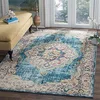 Image de SAFAVIEH Tapis Traditionnel Pour Salon, Salle à manger, Chambre à coucher - Bristol Collection, Tapis à poil court, Bleu et gris clair, 155 X 229 cm