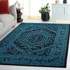 Image de SAFAVIEH Tapis 183 x 274 cm - Adirondack Collection - Design Traditionnel, Noir & Sarcelle, Mélange Synthétique Entretien Facile, Idéal pour Salon, Chambre, Bureau