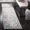 Image de Safavieh Tapis Traditionnel pour Salon, Salle à Manger, Chambre à Coucher - Madison Collection, Tapis à Poil Court, Gris Clair et Fuchsia, 61 X 244 cm