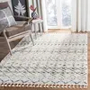 Image de Safavieh Tapis Shag pour Salon, Salle à Manger, Chambre à Coucher - Berber Fringe Shag Collection, Tapis à Poil Court, Crème et Gris foncé, 160 X 229 cm