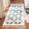 Image de Safavieh Tapis Shag pour Salon, Salle à Manger, Chambre à Coucher - Berber Fringe Shag Collection, Tapis à Poil Court, Crème et Bleu, 66 X 244 cm