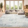 Image de SAFAVIEH Tapis Moderne pour Salon, Salle à Manger, Chambre à Coucher - Amelia Collection, Tapis à Poil Court, Ivoire et Bleu, 244 X 305 cm