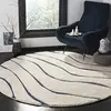 Image de SAFAVIEH Tapis Shag pour Salon, Salle à Manger, Chambre à Coucher - Florida Shag Collection, Tapis à Poil Long, Crème et Bleu, 122 X 122 cm