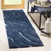 Image de SAFAVIEH Tapis Shag pour Salon, Salle à Manger, Chambre à Coucher - Florida Shag Collection, Tapis à Poil Long, Bleu foncé et crème, 99 X 160 cm